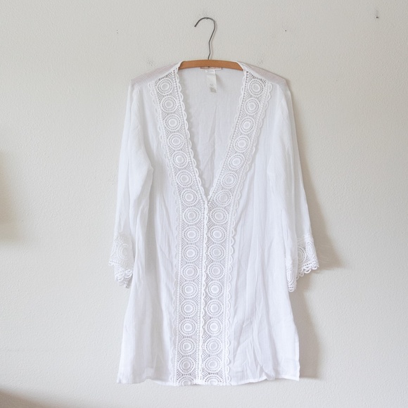 La Blanca Crochet-Trim Tunic Cover-Up - Picture 2 of 7